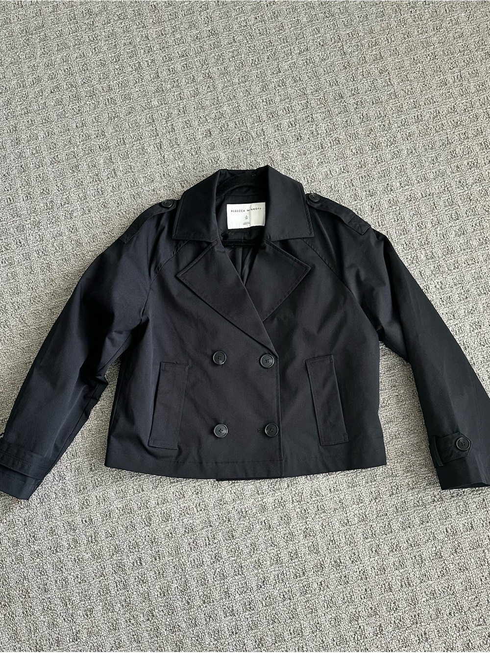 Rebecca Minkoff Cropped Trench Jacket, Black, Size S